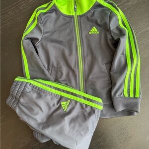 Adidas Gray and Green Tracksuit